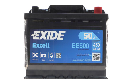 Акумуляторна батарея 50Ah/450A (207x175x190/+R/B13) Excell - EXIDE EB500