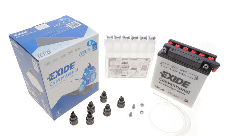 Акумуляторна батарея 5Ah/65A (120x60x130/+R/B0) (мото) (сухозаряджений) - EXIDE EB5L-B