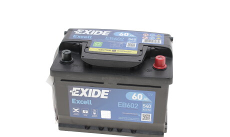 Акумуляторна батарея 60Ah/540A (242x175x175/+R/B13) Excell - EXIDE EB602