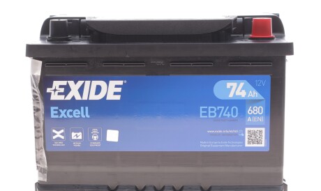 Акумуляторна батарея 74Ah/680A (278x175x190/+R/B13) Excell - EXIDE EB740