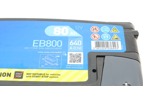 Фото 8 - Автомобільний акумулятор EXIDE EB800