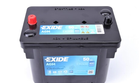 Акумуляторна батарея 50Ah/800A (260x173x206/+L/B7) (Start-Stop AGM) Orbital - EXIDE EK508