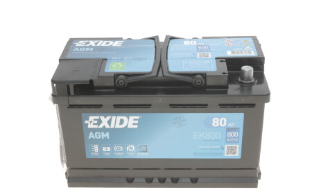 Акумуляторна батарея 80Ah/800A (315x175x190/+R/B13) (Start-Stop AGM) (аналолг EK820) - EXIDE EK800