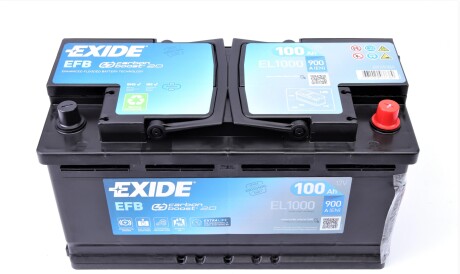 Акумуляторна батарея 100Ah/900A (353x175x190/+R/B13) (Start-Stop EFB) - EXIDE EL1000