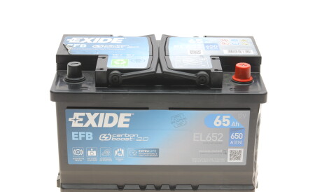 Акумуляторна батарея 65Ah/650A (278x175x175/+R/B13) (Start-Stop EFB) - EXIDE EL652