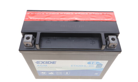 Фото 3 - Автомобильный аккумулятор EXIDE ETX20HL-BS (ETX20HLBS)