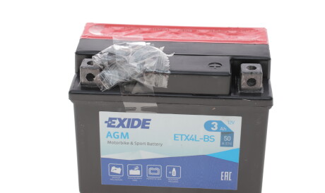 Фото 3 - Автомобильный аккумулятор EXIDE ETX4L-BS (ETX4LBS)