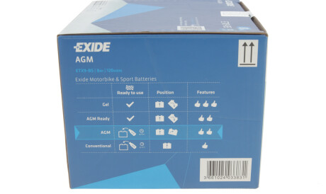 Фото 3 - Автомобильный аккумулятор EXIDE ETX9-BS (ETX9BS)