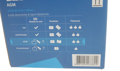 Фото 2 - Автомобильный аккумулятор EXIDE ETZ10-BS (ETZ10BS)