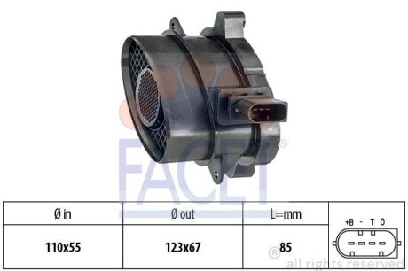 Витратомір повітря BMW 3(E46/E90)/ 5(E60)/X3(E83) 2.0D/2.5D/3.0D 03-11 - (13627788744, 7788744) FACET 10.1005