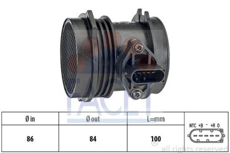 Витратомір повітря (5 конт.) MB C,E-class (W203/W211) 2.6-3.7 96-12 - FACET 10.1064