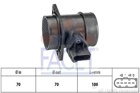 Расходомер воздуха (5 конт.) SKODA SUPERB/VW PASSAT 1.8 00-08 - FACET 10.1212