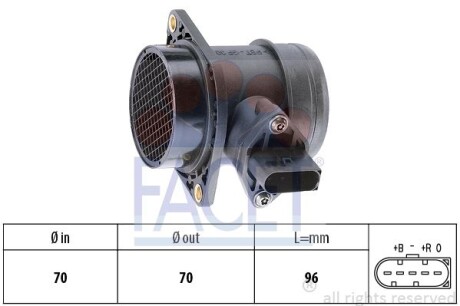 Витратомір повітря (5 конт.) VW T4/ LT II 1.9D/2.5D 95-06 (L=96) - FACET 10.1284