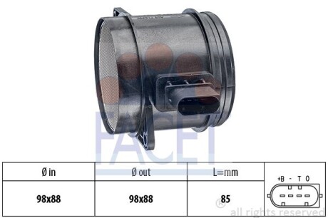 Расходомер воздуха BMW 3/5/X3/X5 2.0/3.0 d 04-> - (13627805415, 13627801951, 13627793633) FACET 10.1348