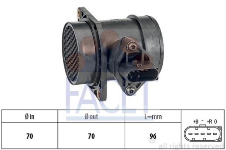 Расходомер воздуха (5 конт.) AUDI A4/VW GOLF IV/SKODA OCTAVIA 1.8T 96-10 (10.1441) - (06A906461L) FACET 101441