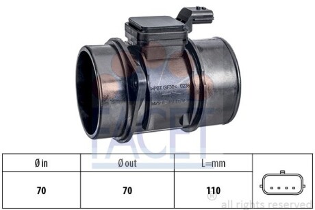 Расходомер воздуха Renault Megane III 1.5 dCi (08-15) - (2268000QAB, 226801FE0A, 22680BB50A) FACET 101448 (фото 1)