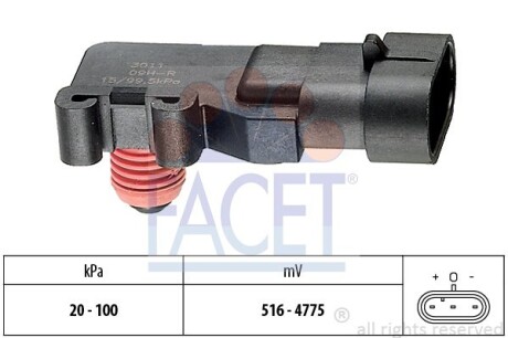 Датчик давления наддува (3 конт.) EPICA/NUBIRA/ASTRA/COMBO 1.4-3.5 92- - FACET 10.3011