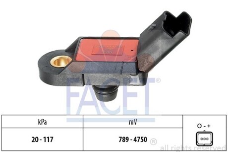 Датчик тиску повітря Citroen C4/C5 / Peugeot 206/307/406/407 1.8-3.0 i 00-> - FACET 10.3056