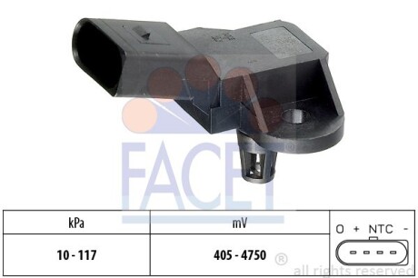 Датчик тиску наддуву A4/A6/ Fabia/Octavia/Roomster/ Caddy/Golf/T4 1.0-4.2 98- (10.3090) - (03C906051F) FACET 103090