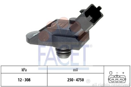 Датчик тиску наддуву Opel Astra G/Vectra B 2.0/2.2 DTI 97-05 - (24420761, 851365) FACET 10.3114