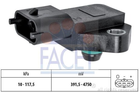 Датчик давления воздуха, высотный корректор, Датчик, давление во впускном газопроводе - (12575467, 24420587) FACET 10.3135