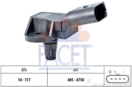 Датчик тиску наддуву (4 конт.)A4/A6/Q7/FABIA/OCTAVIA 1.2-6.3 03- - FACET 10.3157