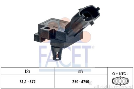 Датчик тиску наддуву Volvo S60 ii d3 (12-15) (10.3248) - (9G9N12B676AC, 31303974, 31355462) FACET 103248 (фото 1)