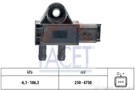 Датчик тиску вихлопних газів BERLINGO, C3, C4, C5, PICASSO 1.4D-3.0D 02- - (1618Z9, 161809, 1628LK) FACET 10.3271