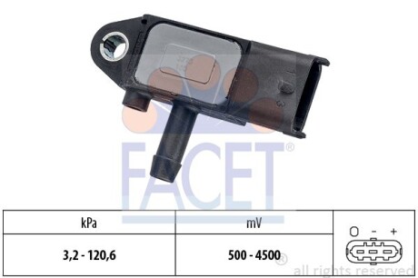 Датчик давления выхлопных газов AVEO/ASTRA H/J, COMBO, D 1.3D-2.0D 03- - FACET 10.3273