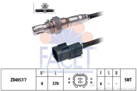 Датчик кислорода (лямбда-зонд) Hyundai SantaFe (01-), Sonata (98-)/KIA Sorento (- FACET 107510