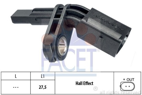 Датчик ABS перед./зад. T5 03- /Caddy 03- перед. Л. - FACET 21.0007