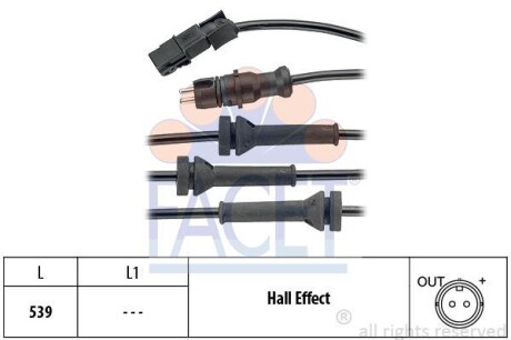 Датчик ABS MEGANE II, SCENIC II, GRAND SCENIC II 1.4-2.0 02-05 передн Л/Пр - (2405400517, A2405400517, 8200296570) FACET 21.0054