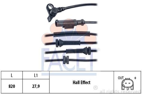 Датчик, кількість обертів колеса Made in Italy - OE Equivalent - ((13381153, 1238399, 93191478, 13260662, 1247506)) FACET 21.0128