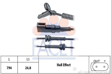 Датчик ABS передній Ford Fusion 02-13 (790 мм) (21.0151) - (1207357) FACET 210151