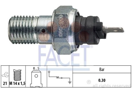 Датчик тиску оливи Lancia Y10 1.1 i.e. fire (156ag) (89-95) (7.0003) - (4296603, 4444650, 82380085) FACET 70003