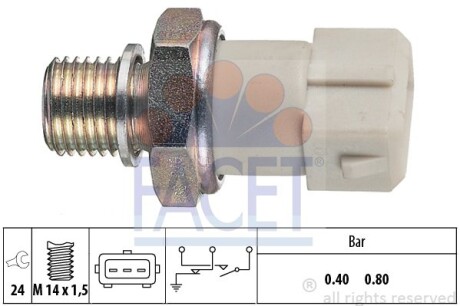 Датчик тиску оливи (0,4bar/3 конт./білий) Kadett E 1.3-1.6 - FACET 7.0070