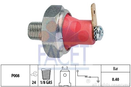 Датчик тиску оливи Mutsubishi Carisma/Colt/Galant/L200/Lancer/Pajero 1.6-2.5 91-15 - FACET 7.0094