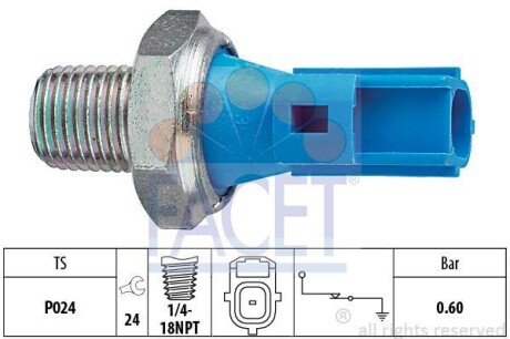 Датчик тиску оливи Ford Transit 2.4 DI/TDE 00-> (7.0147) - (1096320, 98AB9278BA) FACET 70147 (фото 1)