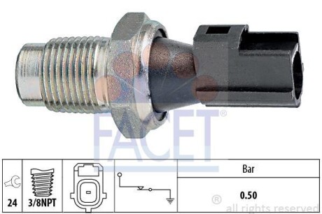 Датчик тиску оливи (0,5bar/1 конт/чорний) MONDEO 2.2-3.0 00-07 - FACET 7.0148