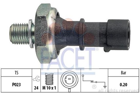 Датчик давления масла (0,2 bar/1 конт./черный) Astra J/H/Zafira B/Cruze 03- 1.7CDTi (7.0170) - FACET 70170