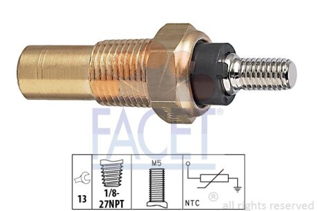 Датчик температури Ford Escort/Fiesta/Orion/Transit 1.1-3.0 83-99 - (85FB10884AA, 6146864, 6141932) FACET 7.3082