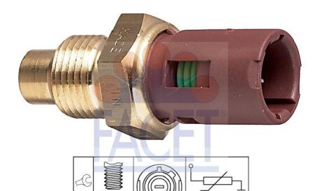 Датчик, температура охлаждающей жидкости, Датчик, температура охлаждающей жидкости, Датчик, температура охлаждающей жидкости - FACET 7.3094