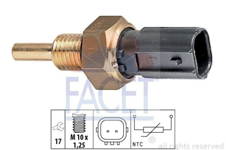 Датчик температури ACCORD 03-08/CIVIC 01-/CR-V 01- 1.4-2.4 (чорний) - (37870RAAA01, 37870PNA003, 37870PLC004) FACET 7.3299