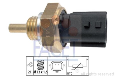 Датчик температури (2 конт./чорний) Trafic/Logan/Duster 1.2-2.0 02- - (226300007R, 2263000Q1P, 2263000Q2D) FACET 7.3341 (фото 1)