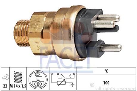 Датчик включения вентилятора MB W124/201 M102 (3 конт.) (7.3529) - FACET 73529