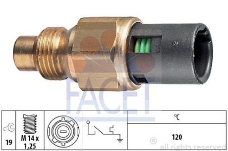 Датчик включения вентилятора к/120°C) RENAULT 19 88-95/KANGOO 97-08 1.4i/TRAFIC 89-97 2.2 (7.4048) - FACET 74048