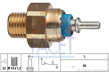 Датчик температури охолоджуваної рідини Mercedes Benz W124/201/T1/T2 M102/OM602/603 77-> - FACET 7.4070