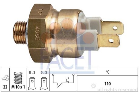 Датчик температури Audi 100/80/A6 1.6-2.3 85-98 - FACET 7.4085