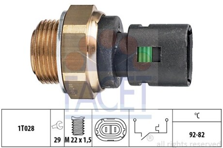 Датчик вмикання вентилятора (t 92°C) MASTER/TRAFIC/MEGANE 1.4-2.8 89-03 - (7700782503) FACET 7.5128