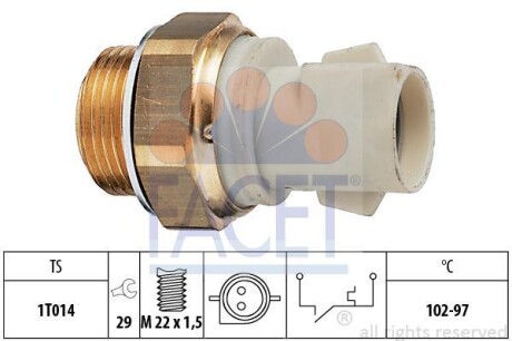 Датчик вмикання вентилятора Ford Escort/Fiesta/Focus/Orion/Scorpio/Sierra 1.1-3.0 82-04 - FACET 7.5137